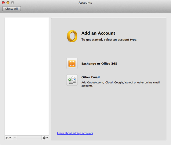 outlook for mac account setup